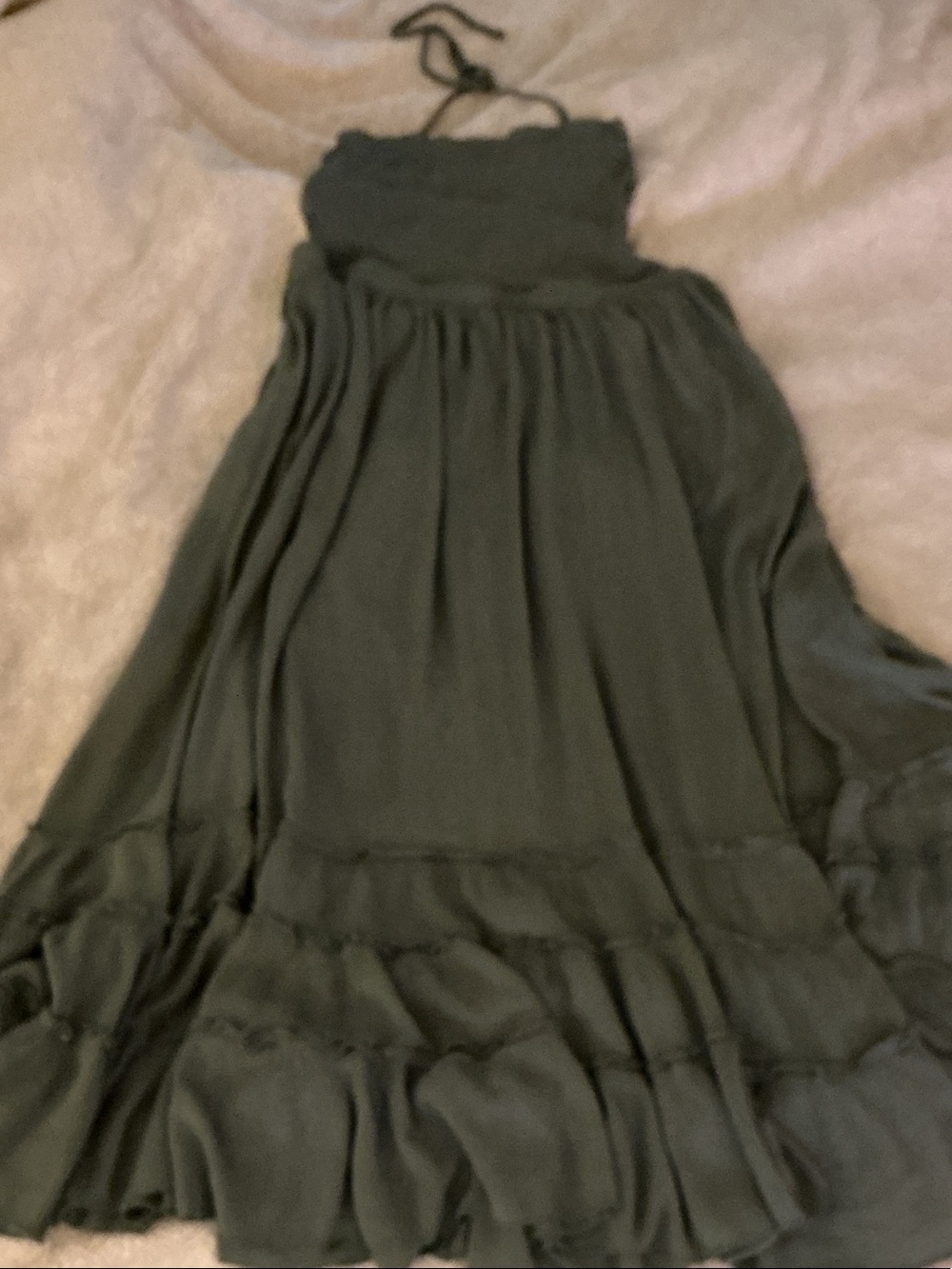 Olive Green Ruffle Maxi Dress
